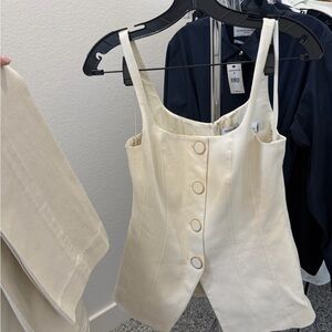 Cream Button-Front two piece set